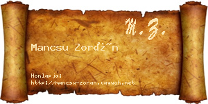 Mancsu Zorán névjegykártya
